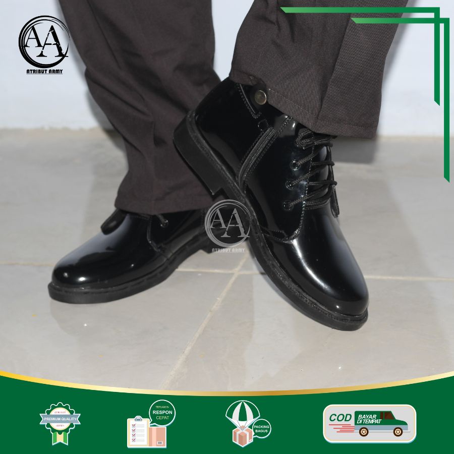 Sepatu PDH 03 TNI AD Satpam Security Sepatu Kerja Dinas Pria Polisi Tali Resliting Sepatu Kantoran - DT03