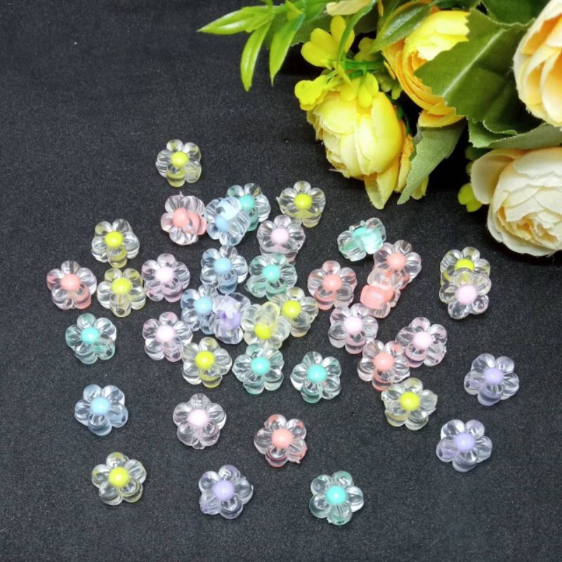 Manik DIY Aksesories Manik Bunga Akrilik Transparan Manim Bunga Bening