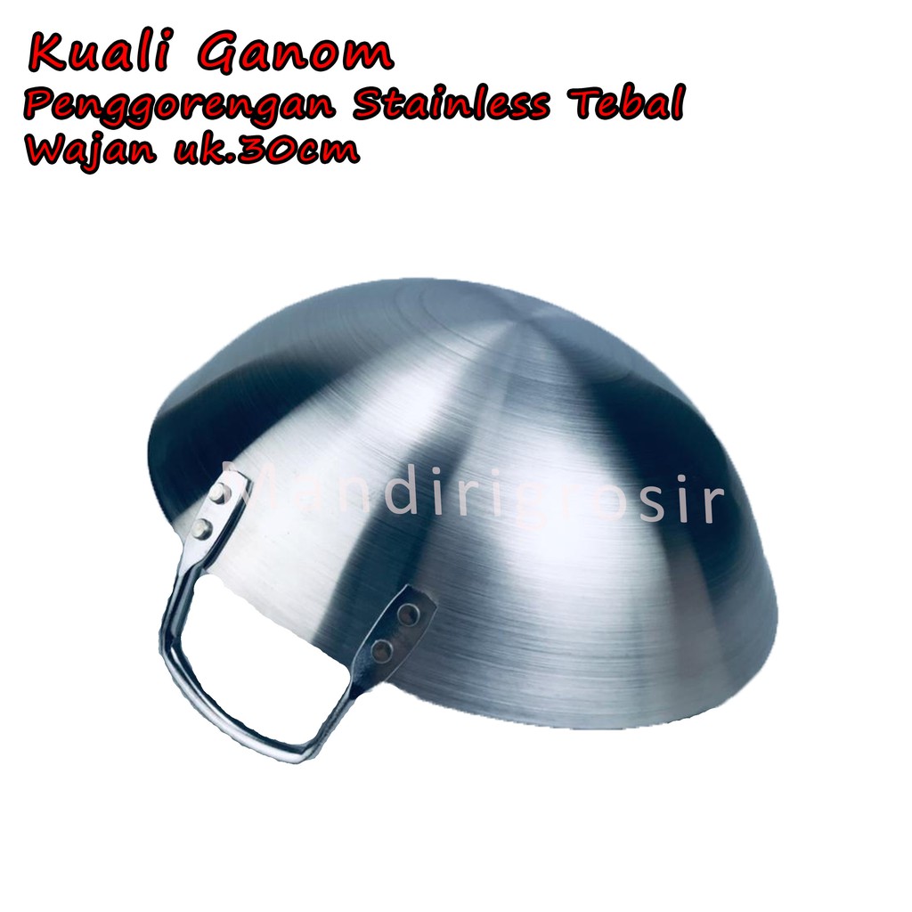 Wajan *Kuali Ganom * Penggorengan Stainless Tebal * 30cm