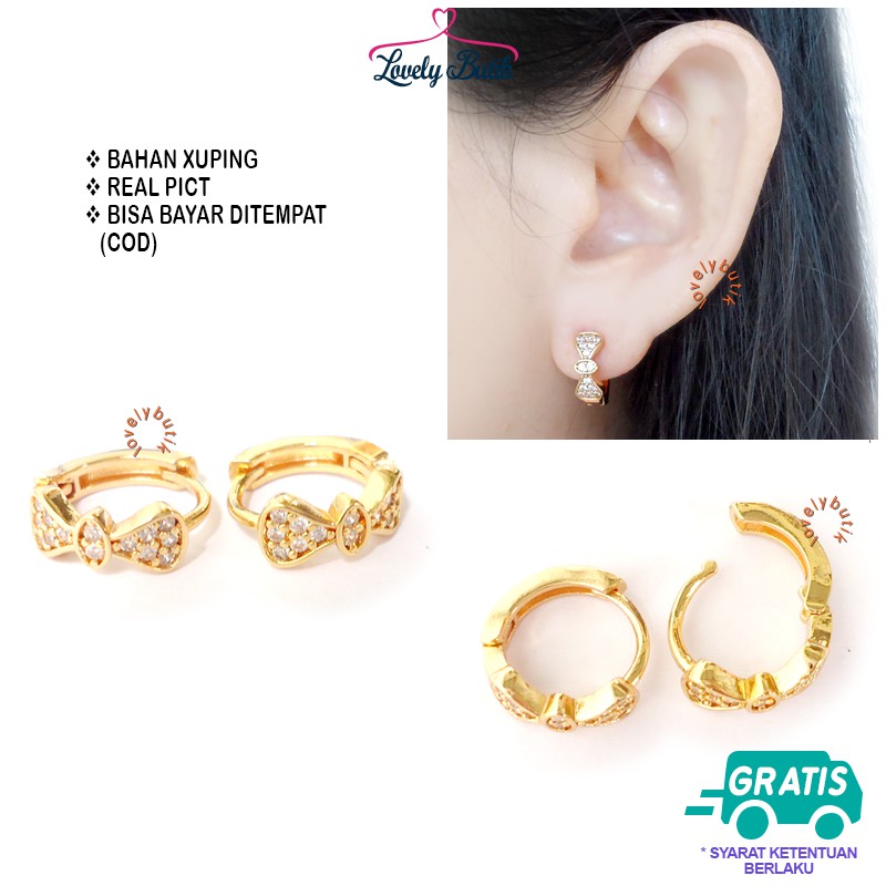 Lovelybutik - Anting Xuping Gold Perhiasan Fashion Wanita Anting Model Pit4 Permata Emas