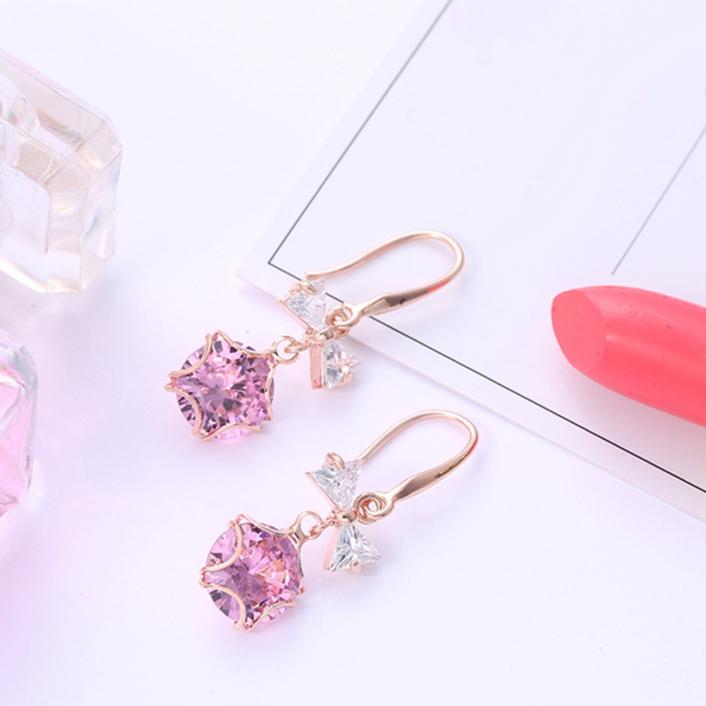 Hu Hu Hu Hu Hu Alat Bantu Pasang Kacamata♡ Anting Kait Gantung Panjang Desain Kupu-Kupu Hias Cubic Zirconia Untuk Wanita