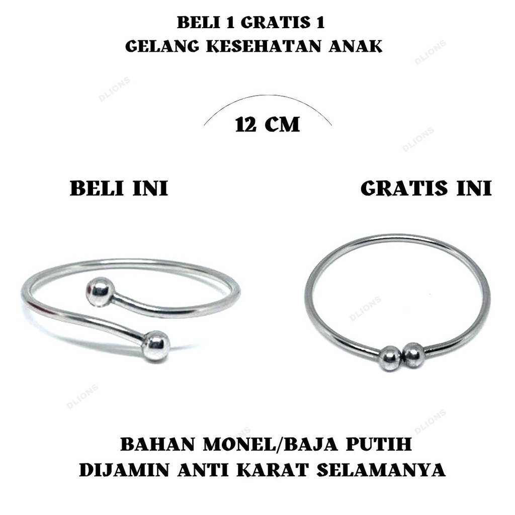 GELANG BAJA PUTIH ANAK/BABY,BAHAN ANTI KARAT SELAMANYA,BAGUS UNTUK KESEHATAN,SIZE 12 CM,GRATIS GELANG MONDIAL BABY 12 CM