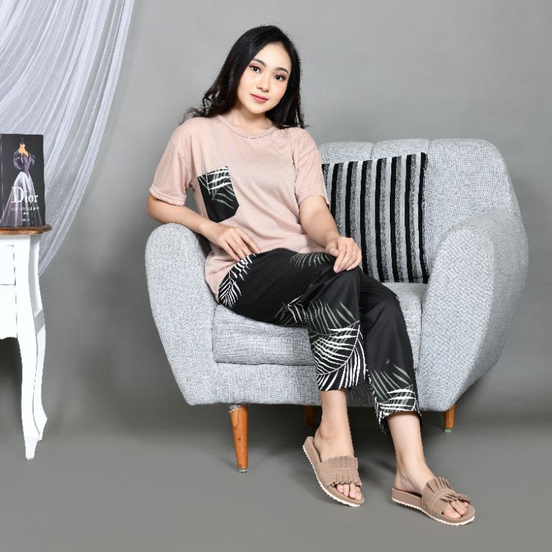 Baju Tidur Piyama Wanita/Cewek Dewasa CP Oblong Celana Panjang Kombinasi Kekinian