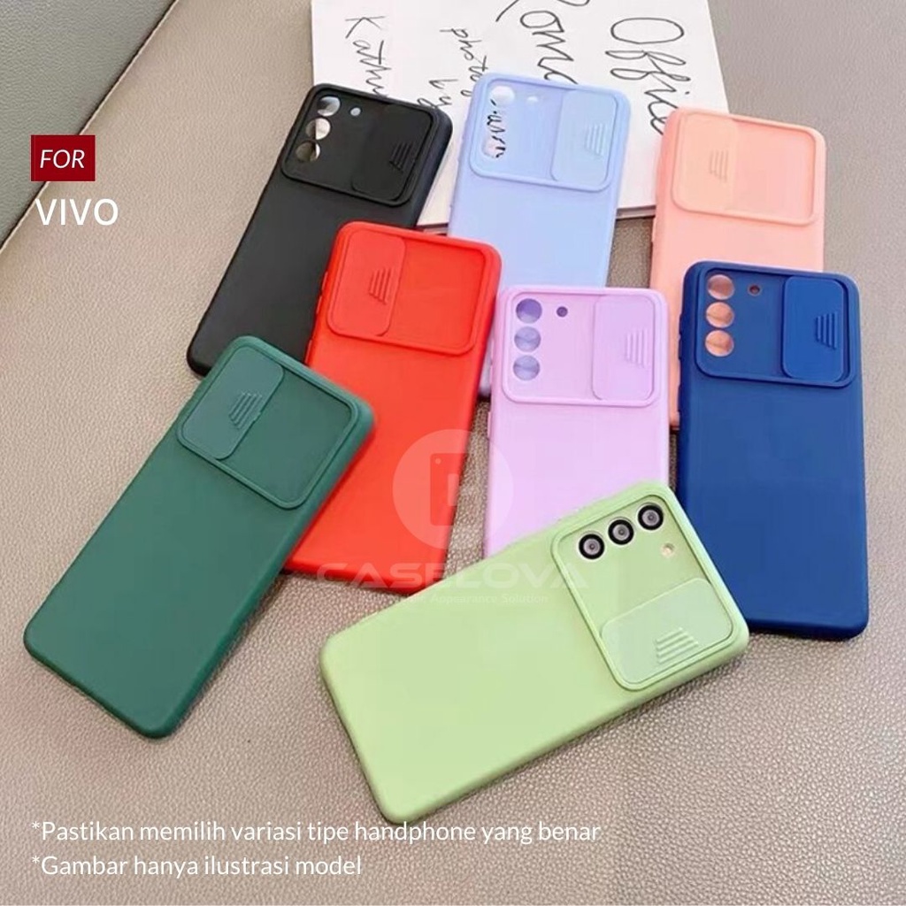 Case Vivo Y12 Y15 Y17 Y51 Y51A Y53s V23e X50 X50 Pro Liquid Slide Camera Silicone