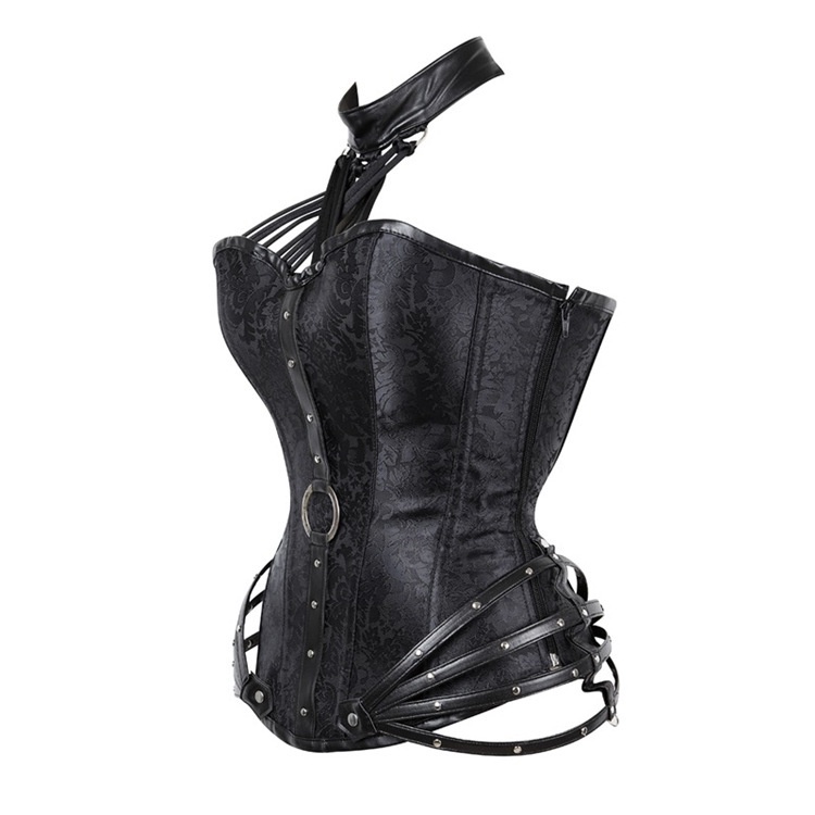 Halter Neck Cross Strap Gothic Corset 8562 (M - XXL)