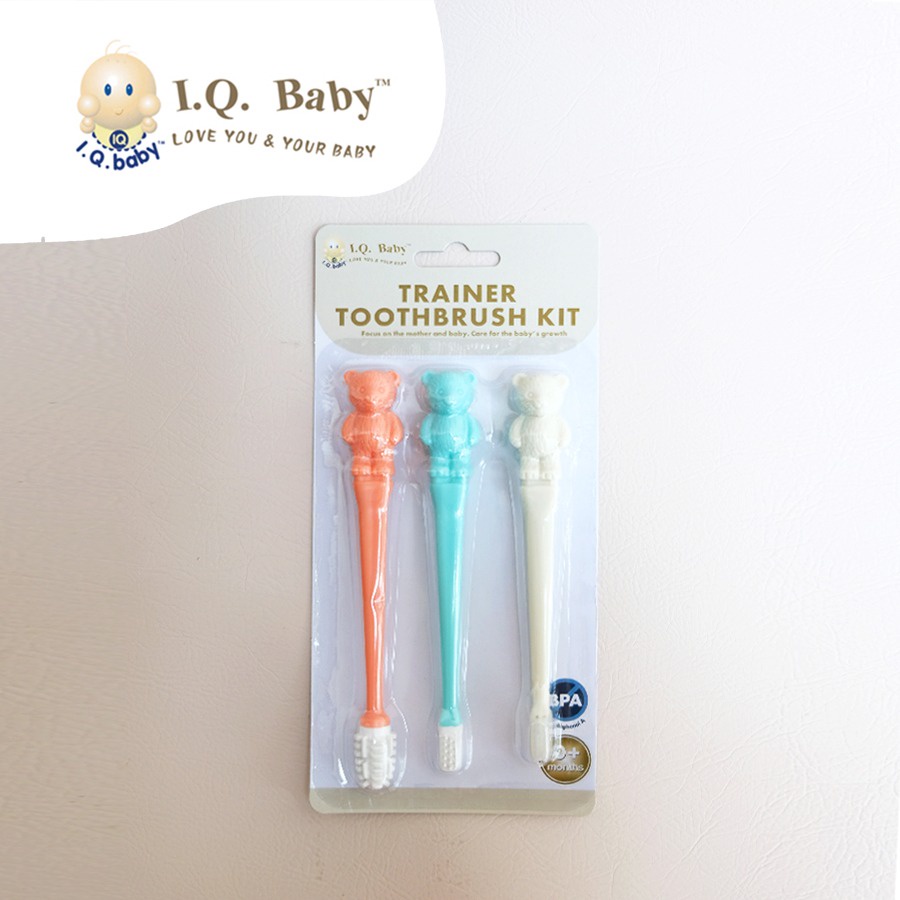 I.Q. BABY Sikat Gigi Bayi dan Anak bentuk Beruang isi 3pcs - 3pcs Bear Shape Training Toothbrush