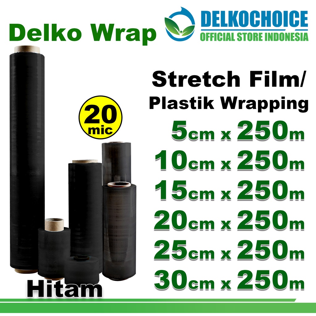 

Plastik Wraping Stretch Film BLACK 250m DELKOWRAP Pembungkus WRAPPING HITAM / SATUAN