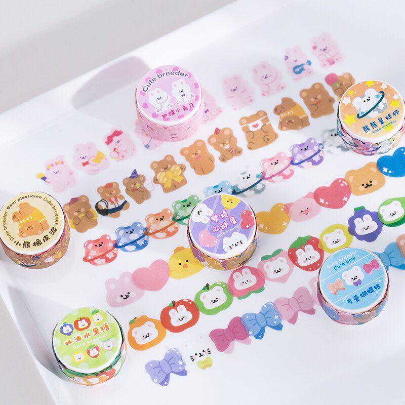 100Pcs Sticker washi lucu/Sticker roll bahan washi lucu untuk dekorasi journaling/sticker