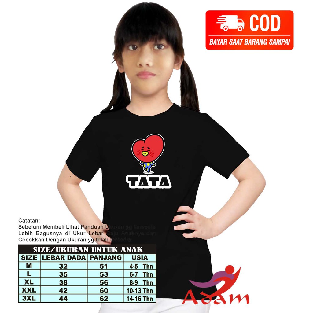 BAJU ANAK PEREMPUAN BT21 TATA BTS / Carracter Kpop T-shirt / Kaos Wanita murah / Kaos Cewek