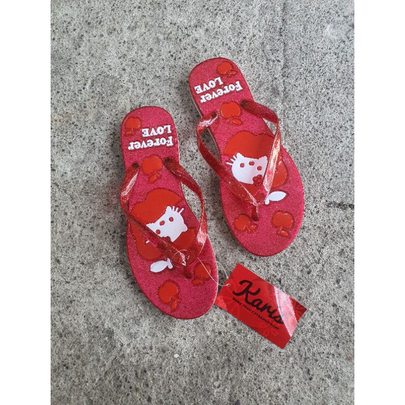 SANDAL JEPIT WANITA GLANSTON VEROTINO HELLO KITTY GLITTER 738-5 / 727 KARET LENTUR RINGAN