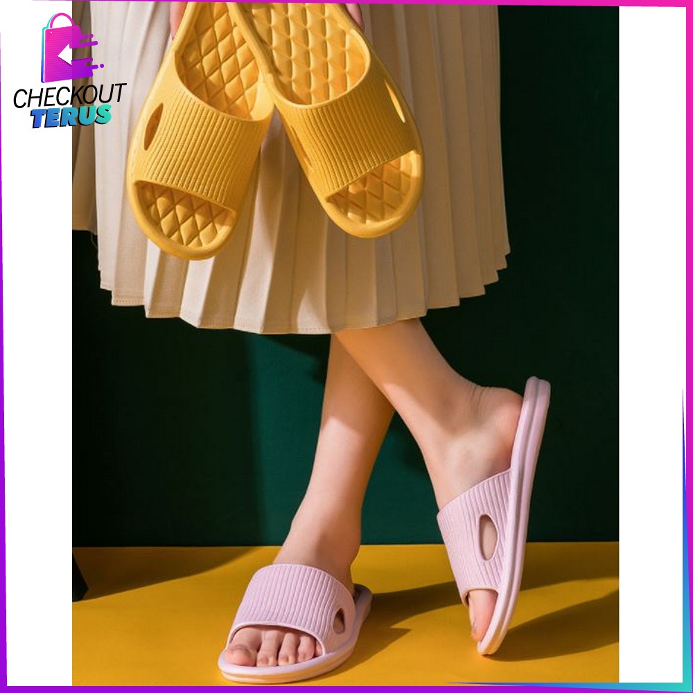 CT S35 Sandal Rumah Berkualitas EVA Karet Polos Dan Sandal Kamar Mandi Berbahan Empuk Karet Couple Polos Korean Style Anti Selip