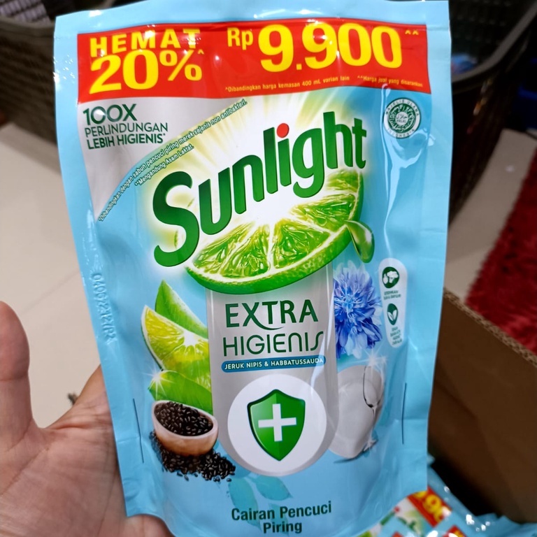 Sunlight Sabun Cuci Piring Extra Higienis Jeruk Nipis &amp; Habbatussauda Refill 460 mL