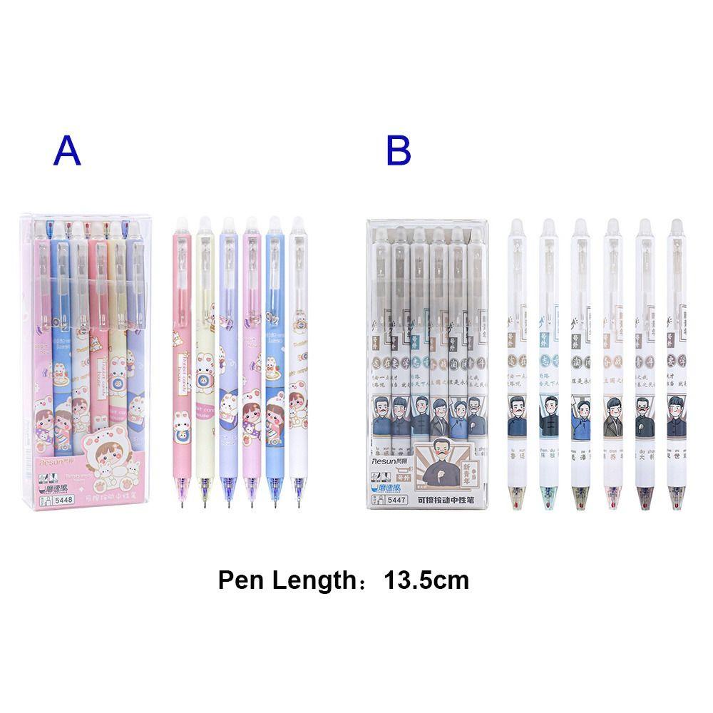 R-flower 6PCS/Set Signature Pen Set Good-looking Candy Color Drawing Graffiti Alat Menulis Pena Netral