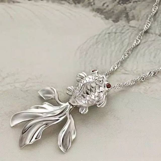 Kalung silver 925 rantai belut liontin ikan KI1013