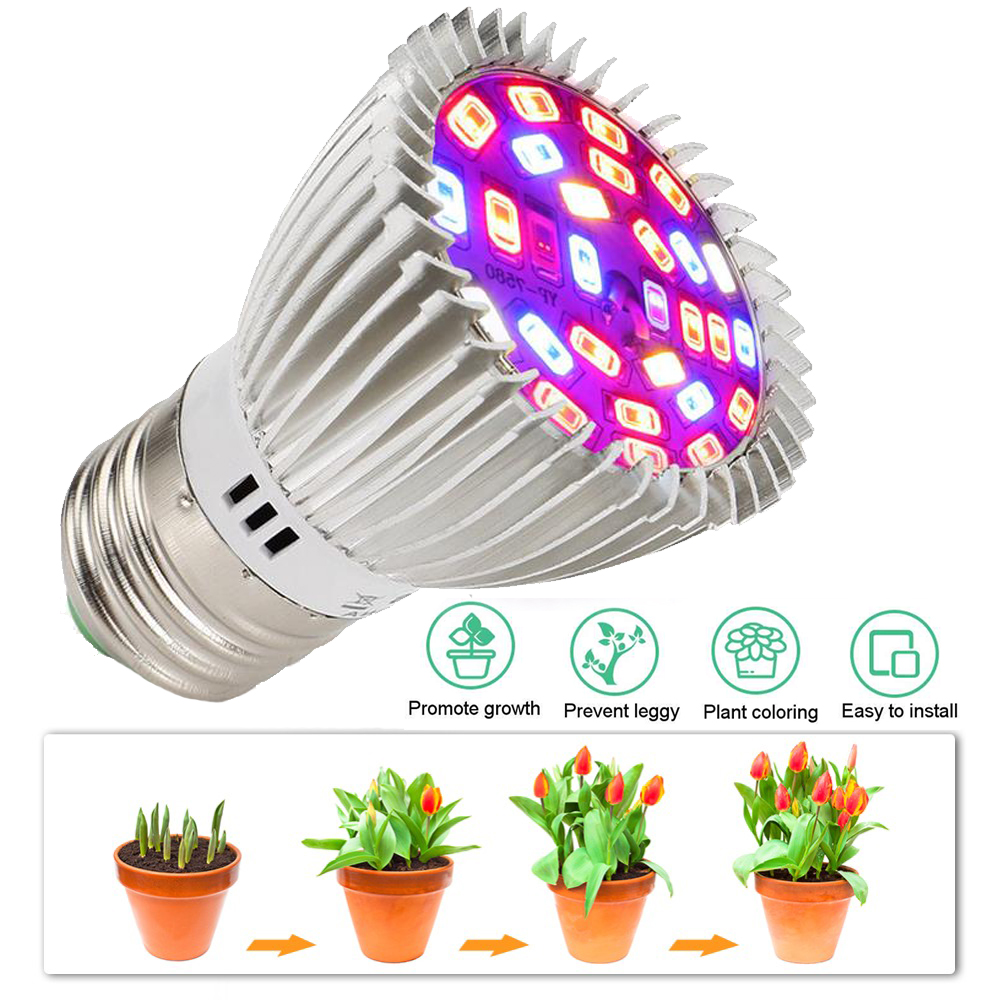 Grow Light Lampu Cahaya Tanaman Tumbuhan Hidroponik LED E27 220V Indoor Plant Growth Lampu 18W 28W