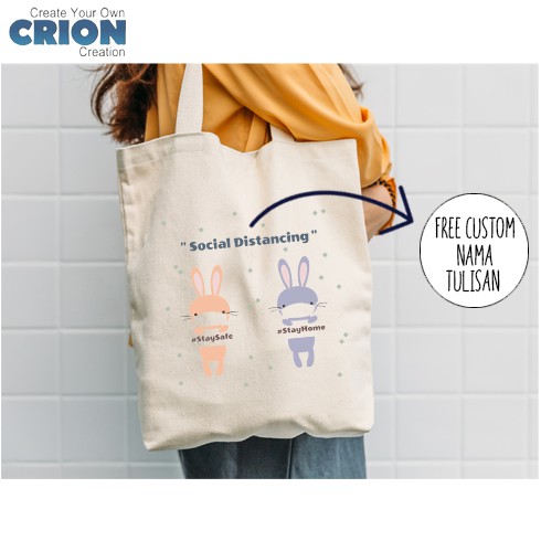 Totebag Blacu - Souvenir/Kado Stay Safe - Bisa Custom Nama - By Crion