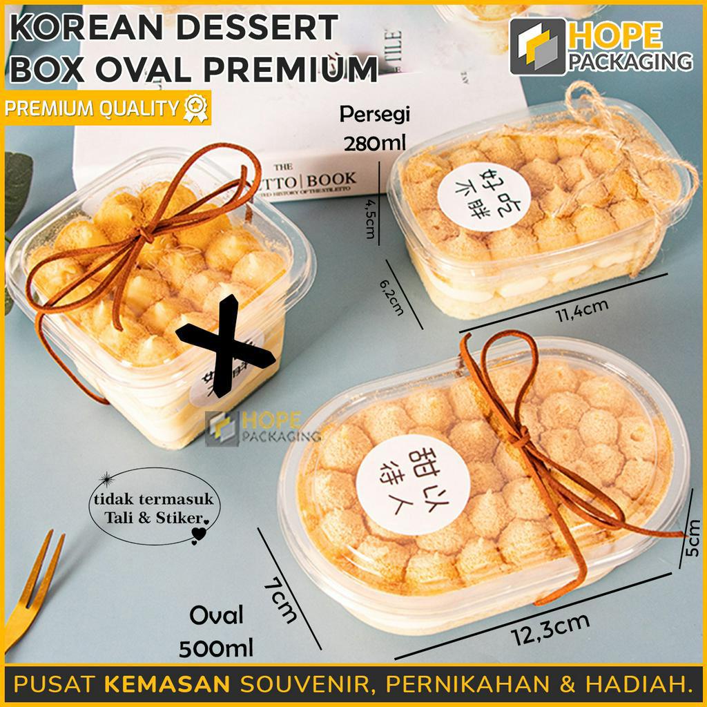 

[Harga / 3 Pcs] Korean Dessert Box Thinwall Oval Premium / Dessert Cup Tiramisu Salad / Pudding Cup / Box Persegi / Box Mika / Lunch Box