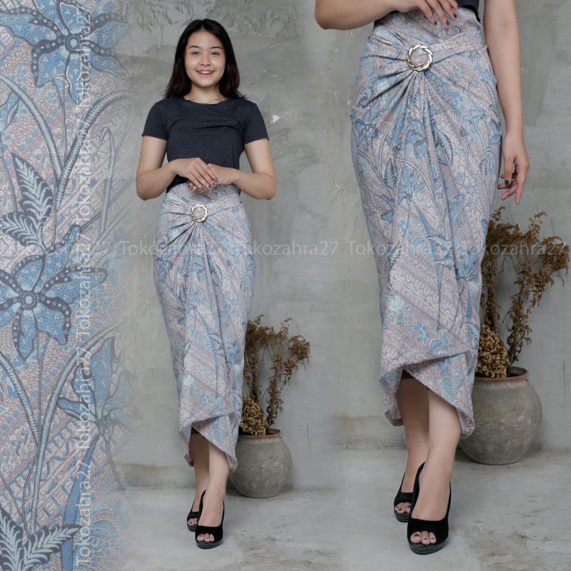 Rok Bawahan Kebaya Motif RM Rok Lilit Serut Instan Rok Kondangan Batik