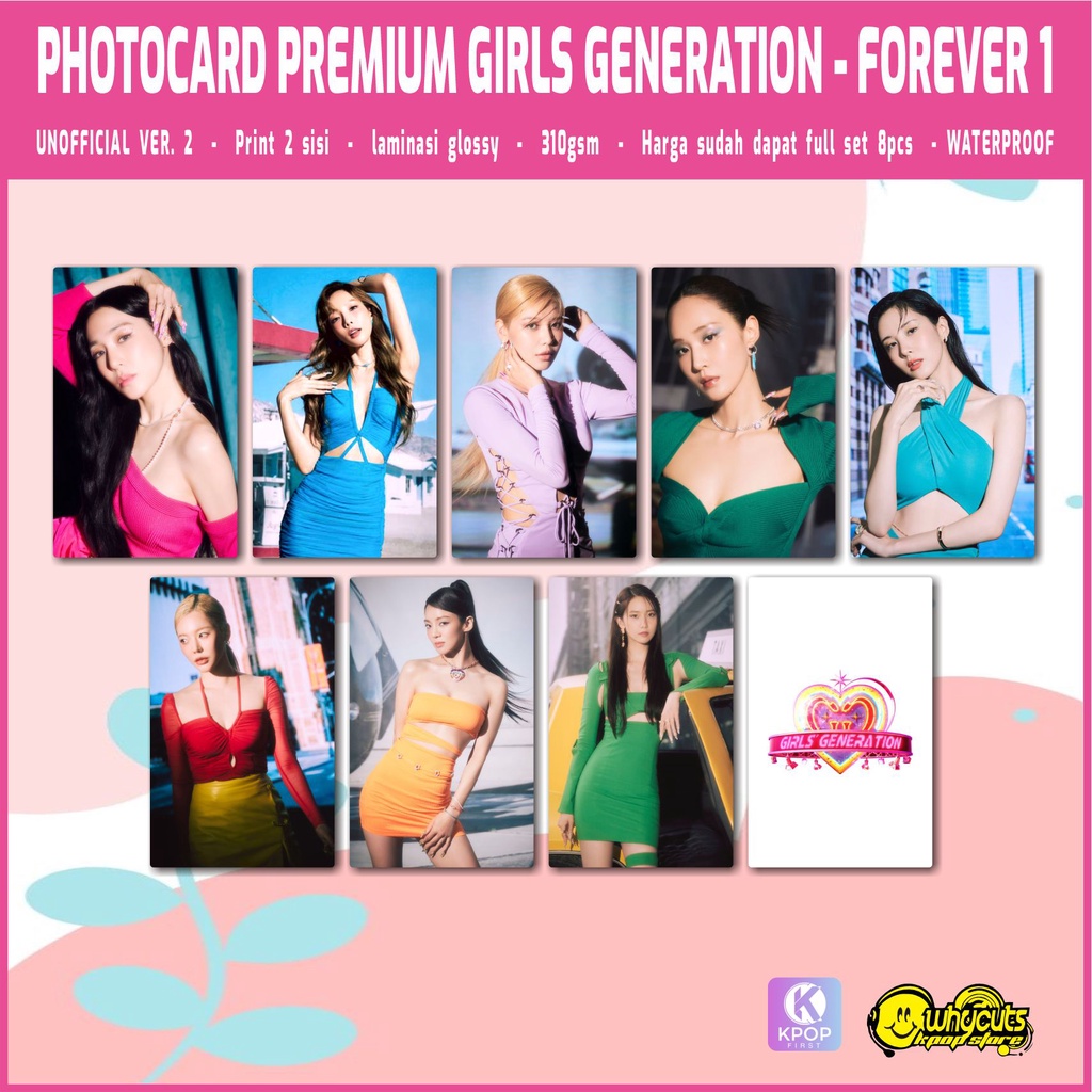 Photocard Set Premium Girls Generation Forever 1 / print 2 sisi super glossy / anti air isi 8 pcs