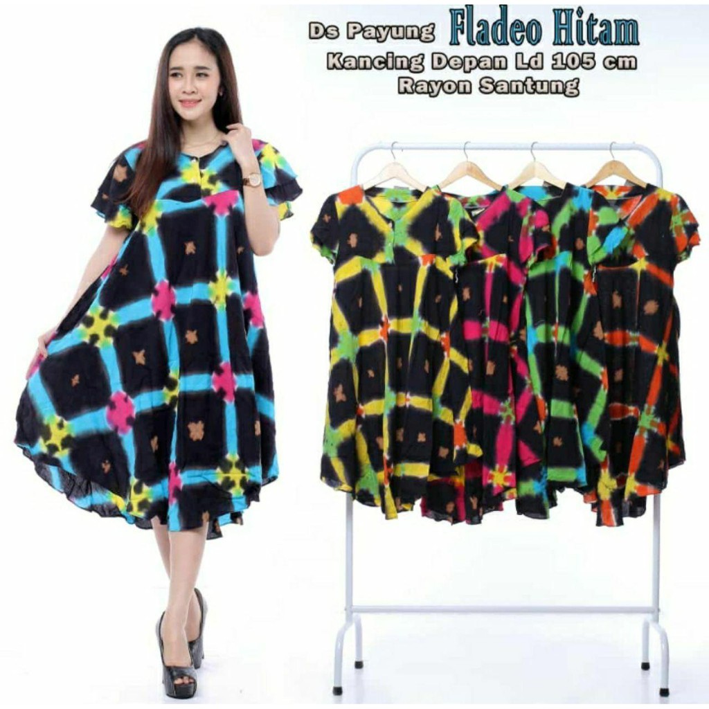 Grosir Daster Batik Payung Daster Batik Fladeo Hitam