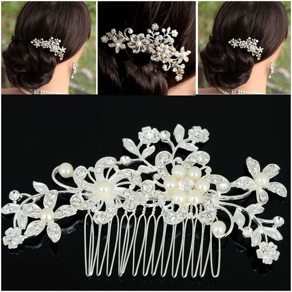 Nickolas1 Sisir Rambut Mutiara Bunga Pengantin Wanita Aksesoris Rambut Flower Wedding Hairclip