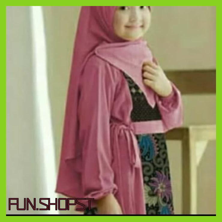 BAJU GAMIS ANAK PEREMPUAN MUSLIM BALOTELI KOMBINASI BATIK PRADA