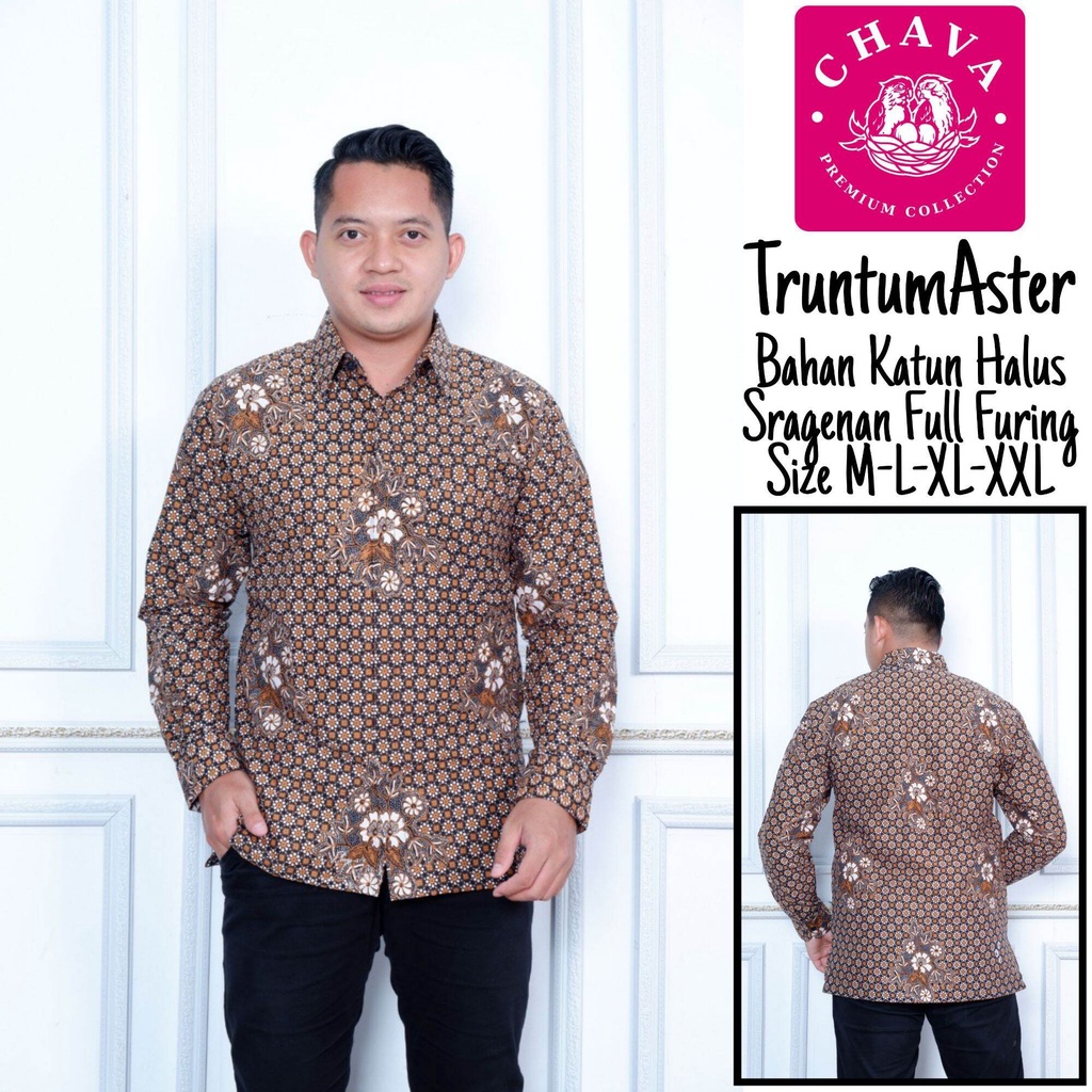 Batik pria terbaru/batik lengan panjang/batik pesta/baju batik lapis furing motif truntum solo