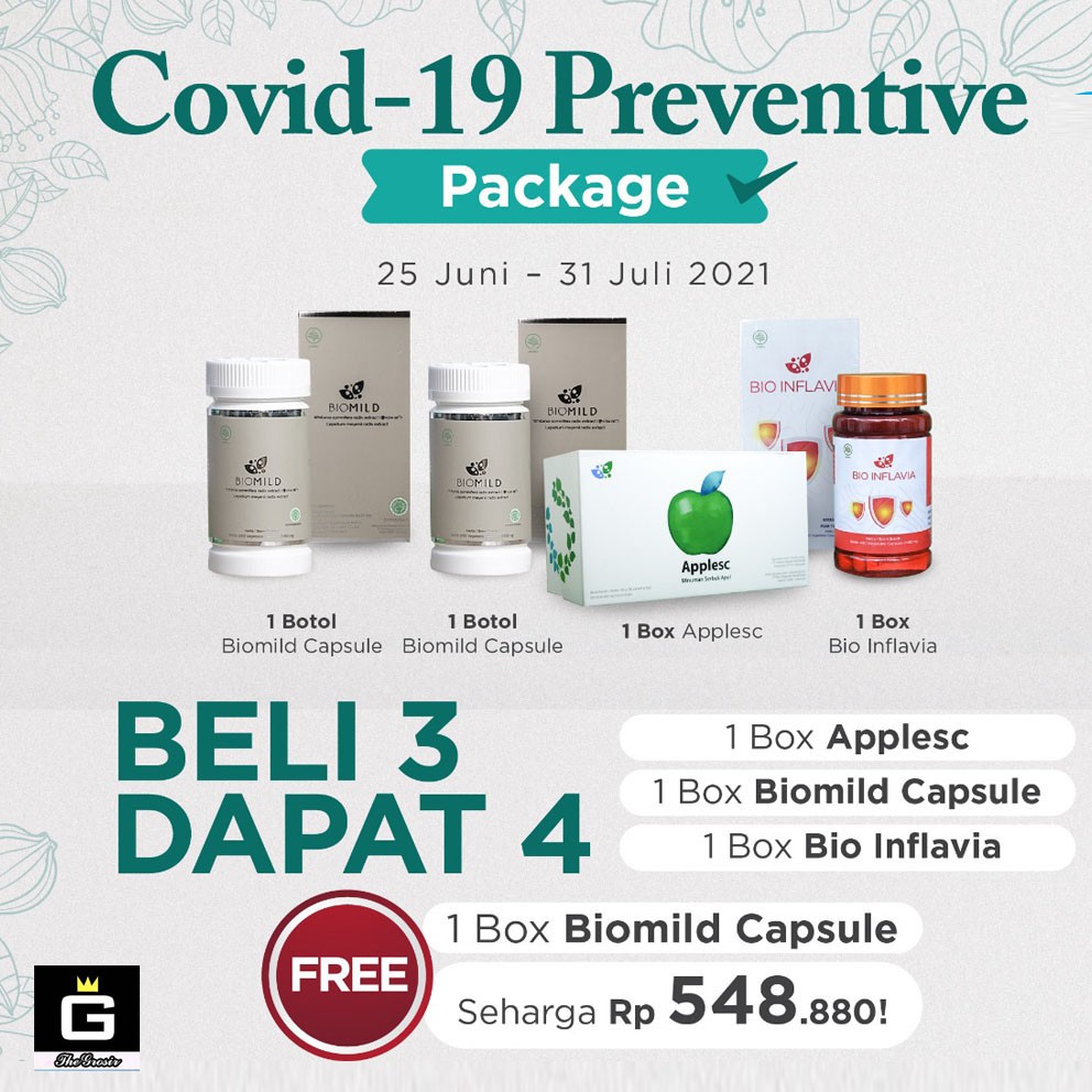 Paket Pencegahan Cov*d-19 Suplemen Tubuh Applesc Biomild Inflavia