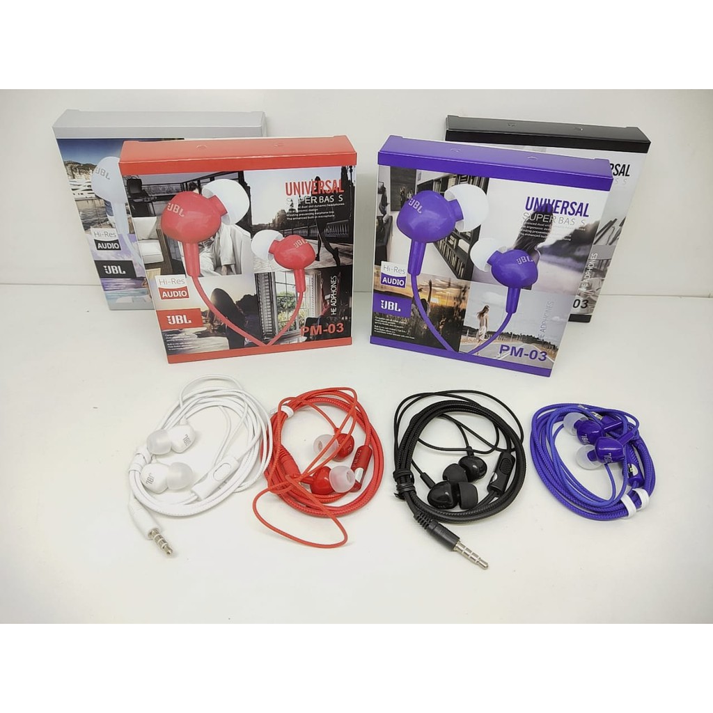 PM-03 Handsfree Kabel plus Microphone Super Bass Wired Headset Stereo Universal