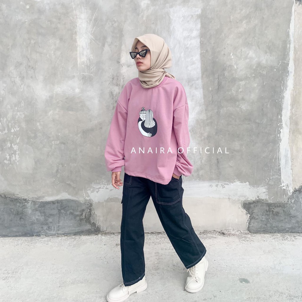 HUG SWEATER OVERSIZE WANITA SWEATER WANITA MURAH FASHION SWEATER