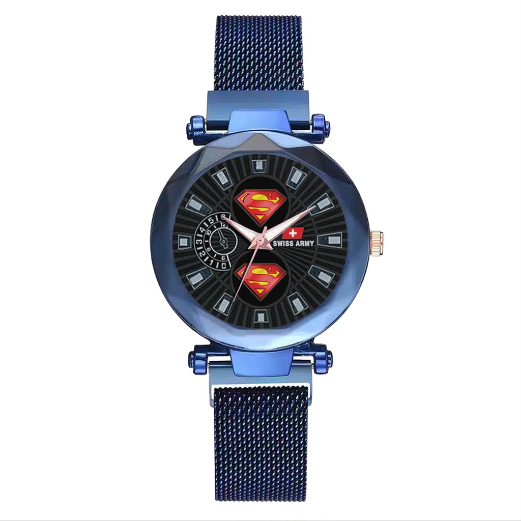 Jam Tangan Wanita Custom - SUPERMAN Free Box &amp; Batre Cadangan