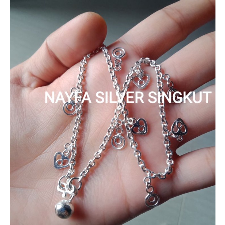 Gelang Kaki Perak Singkut Asli Silver Perak Murni