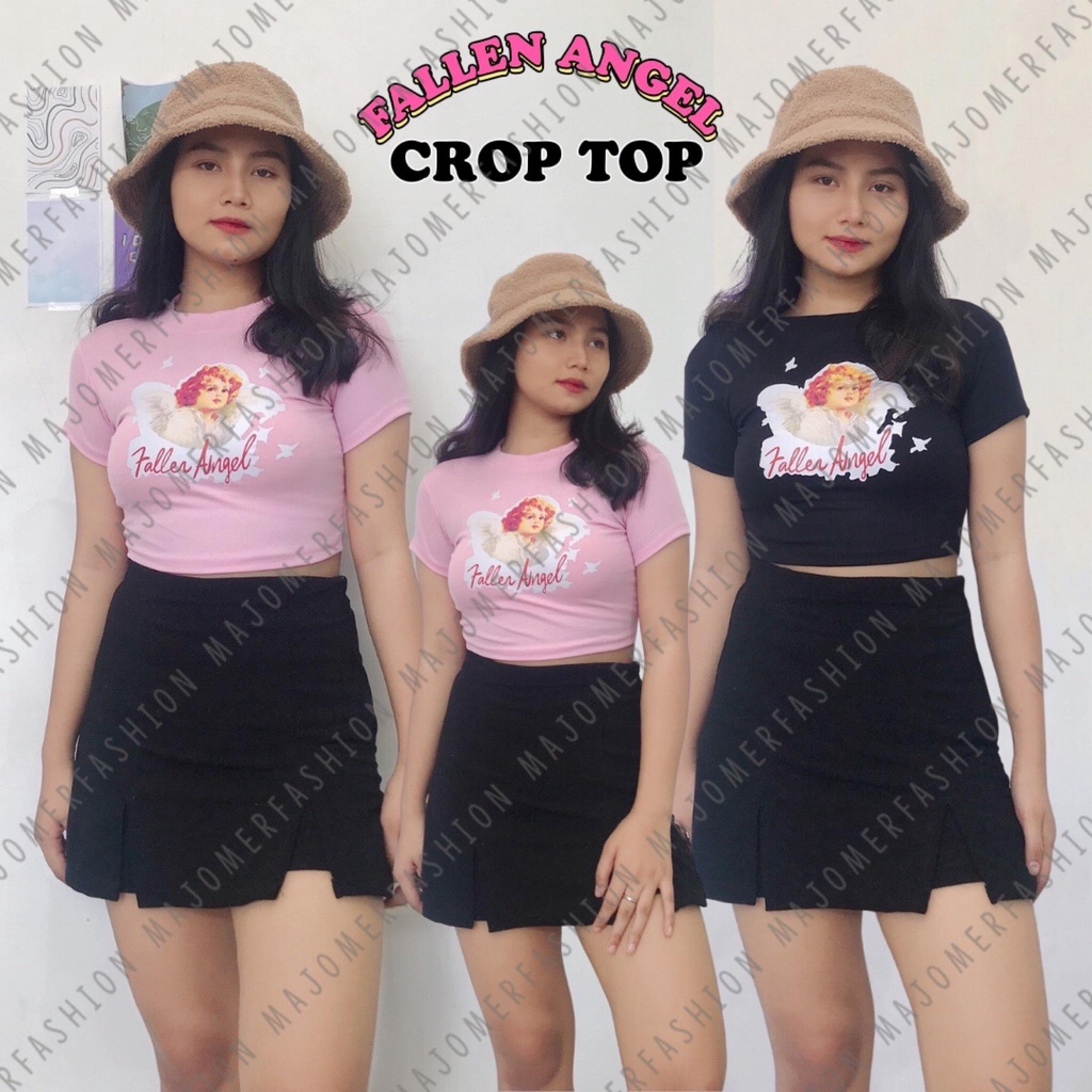 MAJOMER ® | FALLEN ANGEL CROP TOP - KAOS WANITA