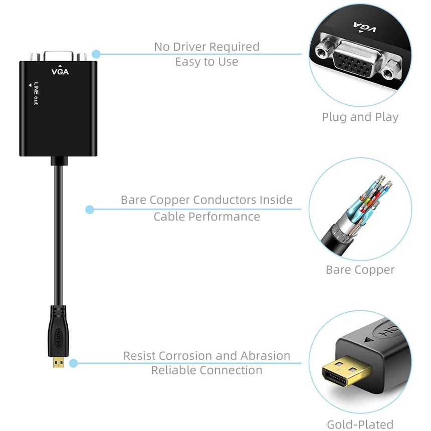 MICRO HDTV TO VGA+AUDIO Converter# MICRO HDMI TO VGA+AUDIO (P)