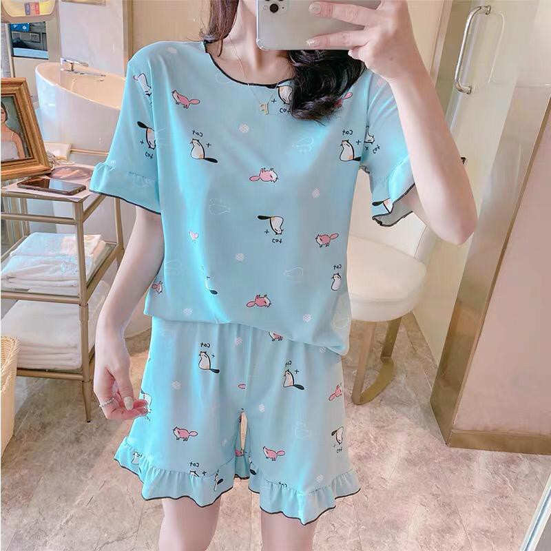 BAJU TIDUR WANITA IMPORT / SETELAN PIYAMA LENGAN PENDEK ...