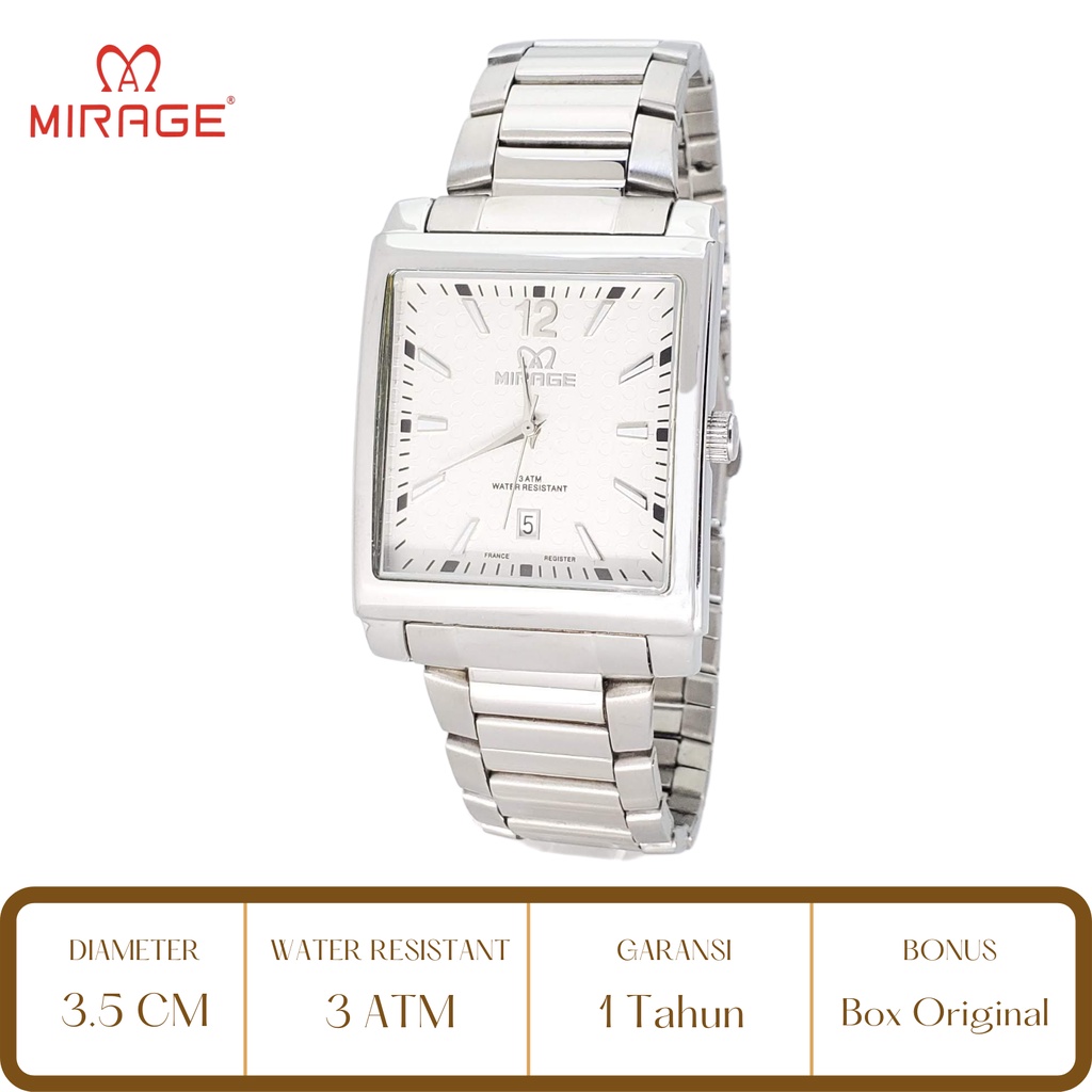 Mirage Watch Official Jam Tangan Pria Mirage Silver 7717 BSP M