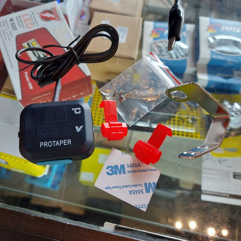 VOLTMETER + CHARGERAN USB Voltmeter chargeran + suhu voltmeter 3in1 LED voltmeter 3in1 waterprof