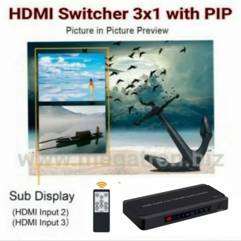 HDMI Switcher 3 input (3x1) with Audio Extractor - support 4K & PIP