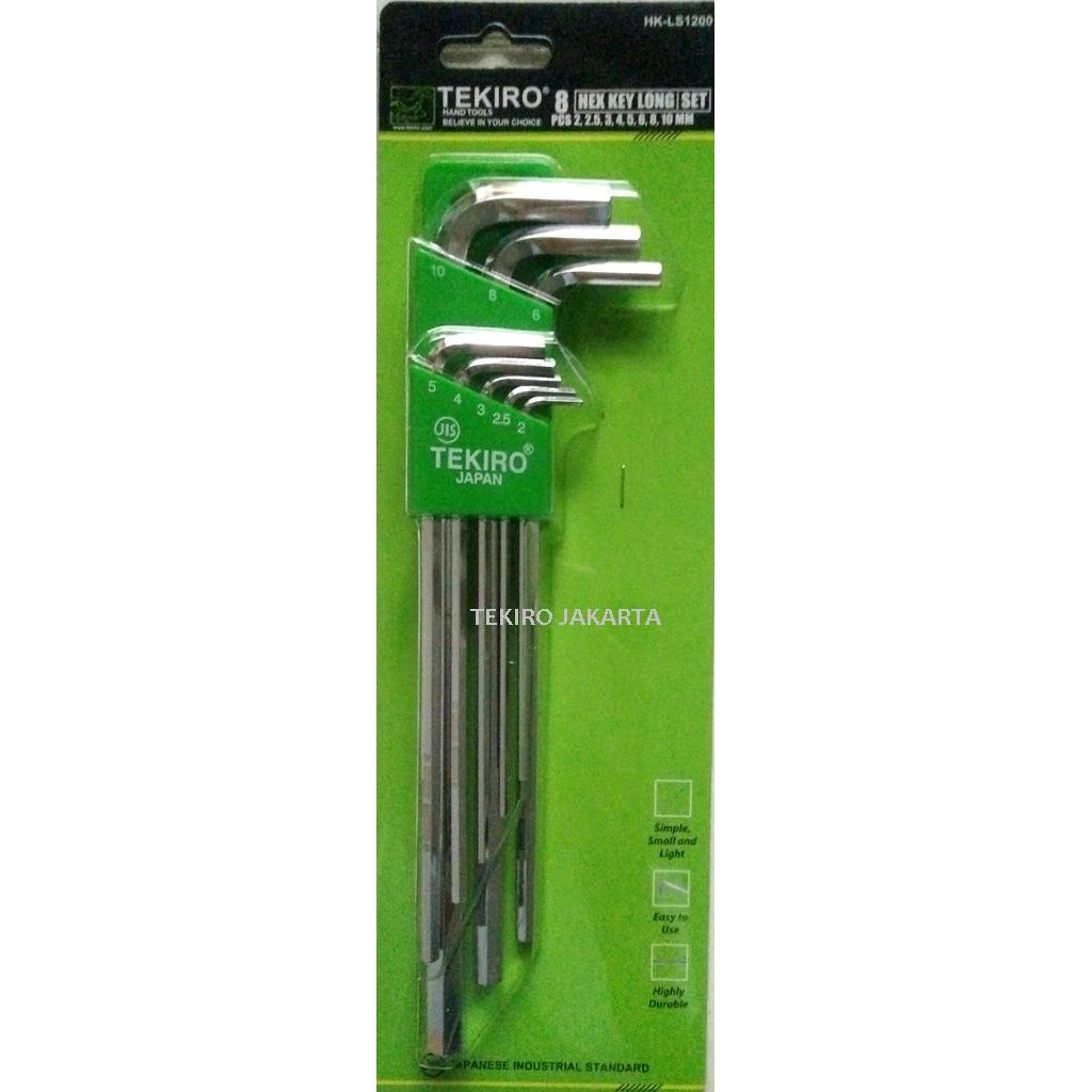 Tekiro Kunci L Panjang set 8 pcs 2 - 10 Mm - Hex Key Long