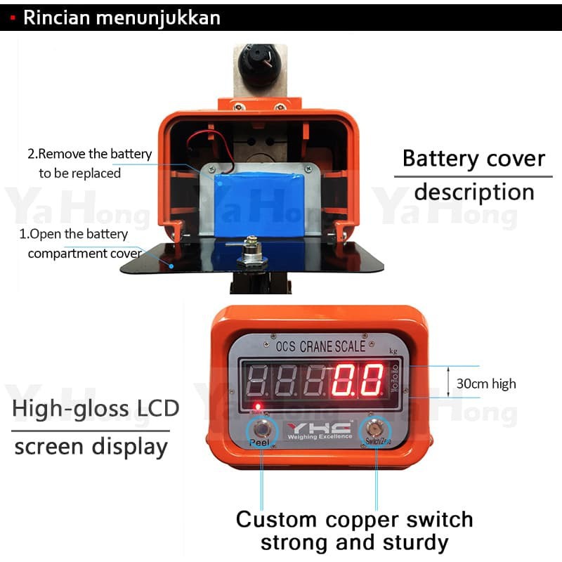 Timbangan Gantung Digital Crane Scale Timbangan Barang Berat YHG 3ton