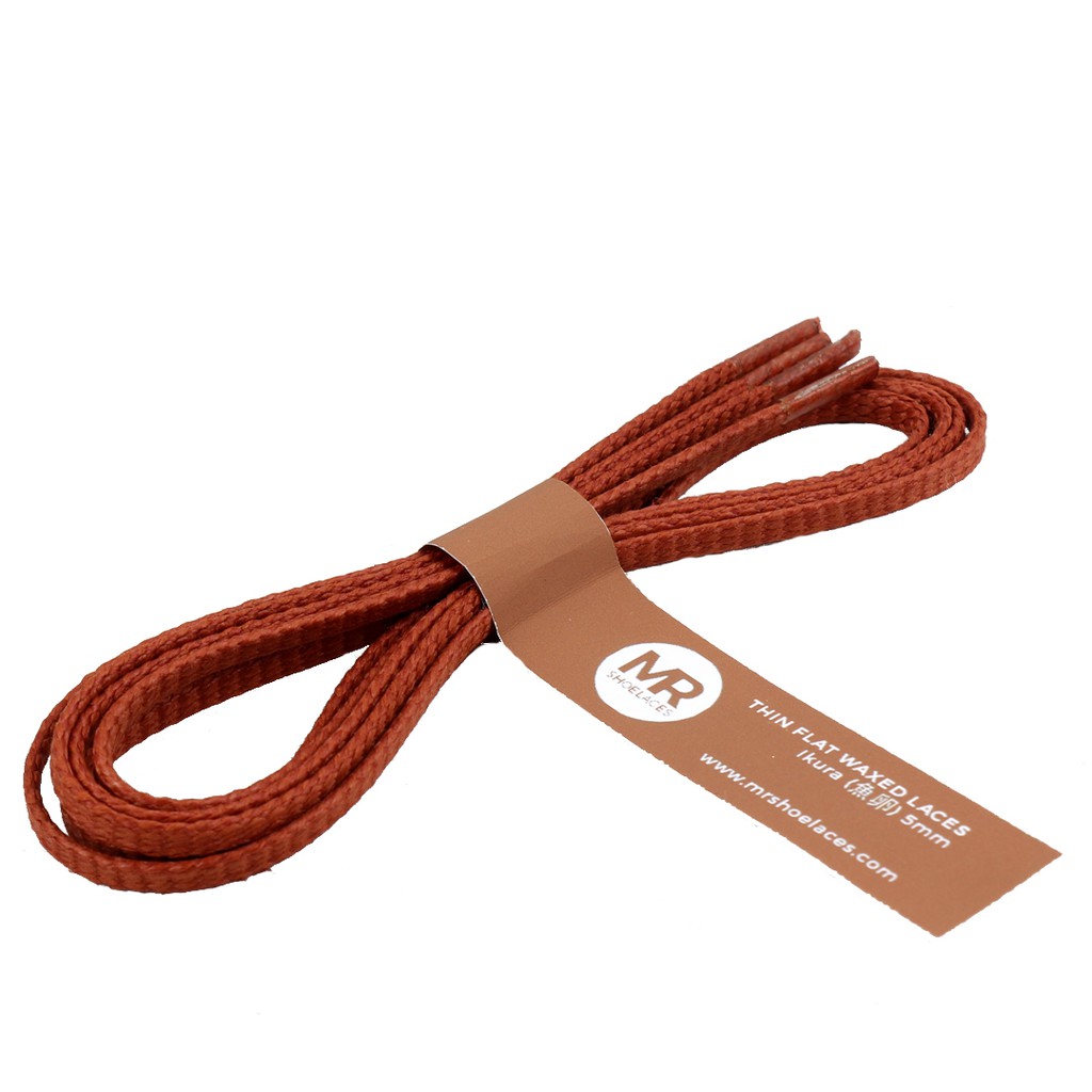 MR Shoelaces TH10 Ikura (Coklat Emas) Tali Sepatu Lilin Gepeng Thin 3-4mm (Waxed Laces) 50cm 100cm 120cm 150cm Brown