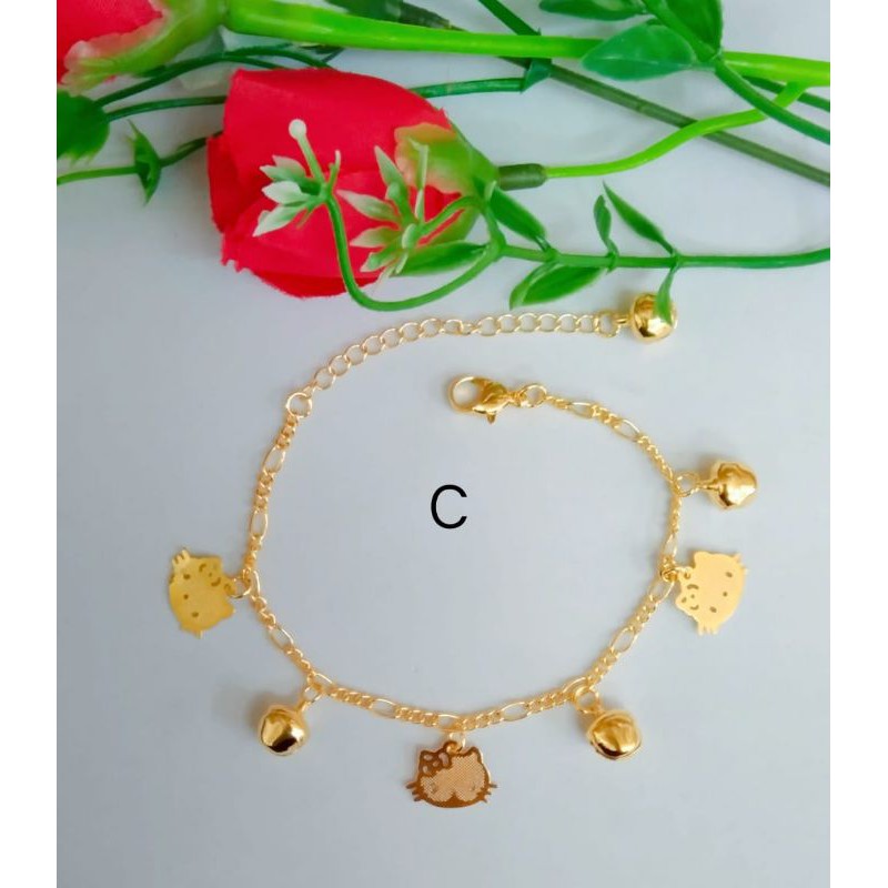 gelang kaki titanium lapis emas 24k