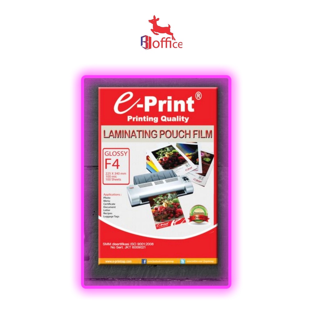 

e-Print Laminating Pouch Film F4 Isi 100 Sheets