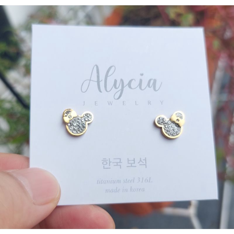 anting anak anti karat titanium micky tusuk diamond