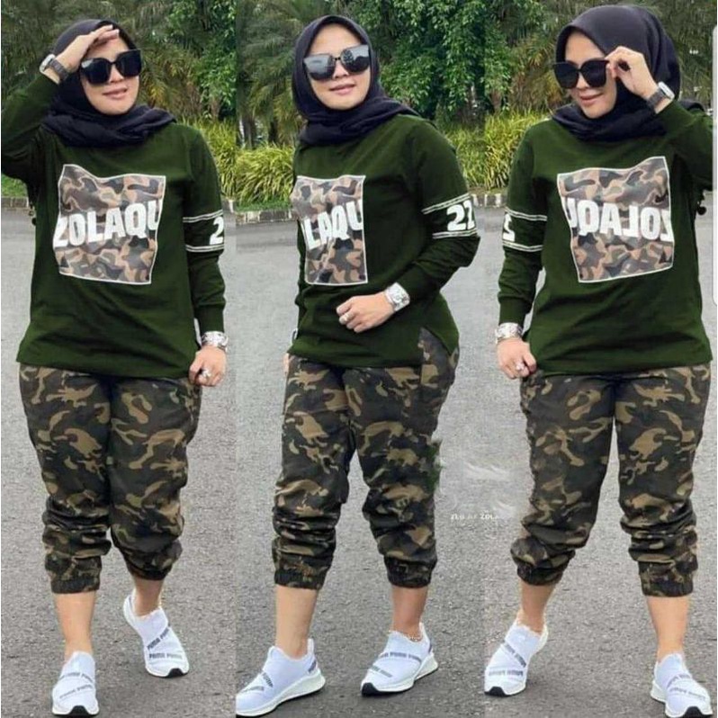 SET ARMY JUMBO XXL // NEW VIVIAN SETELAN JOGER / SET JOGGER / SETELAN MUSLIM CASUAL