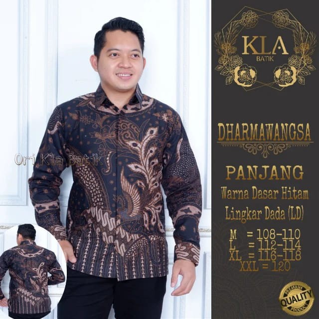 BAJU BURUNG HITAM COKLAT batik pria lengan panjang modern S M L XL XXL BATIK SOLO BSO OFFICIAL 1