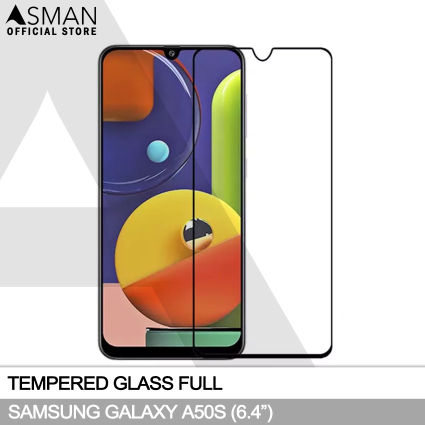 Tempered Glass Full Samsung Galaxy A50s (6.4&quot;) | Anti Gores Kaca - Hitam