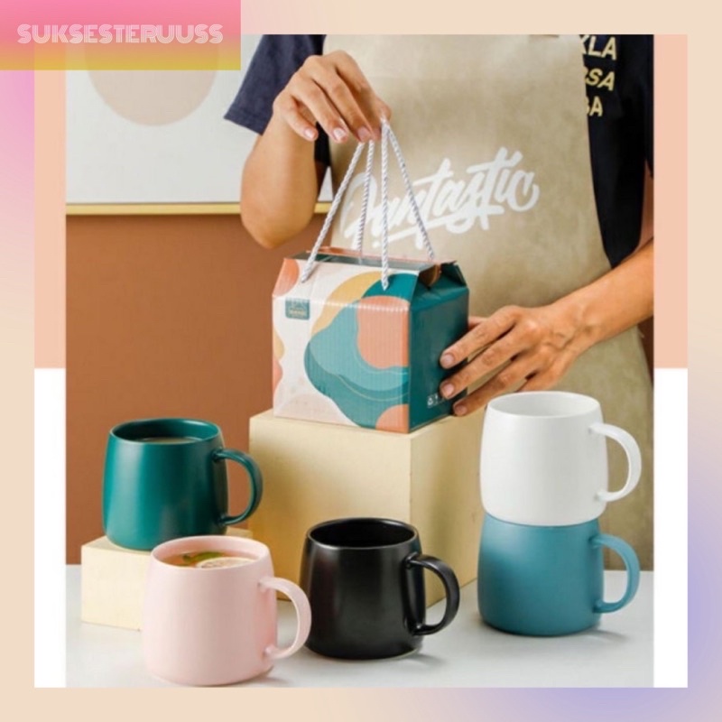 Gelas Keramik Mug Keramik Daily Mug Colorfull / FREE SENDOK