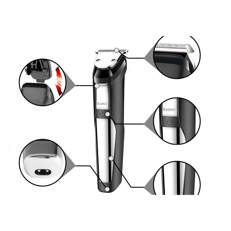 KEMEI hair trimmer kemei hair clipper km-8601 5 in 1 set USB rechargeable nose hair trimmer beard trimmer shaver hair carving