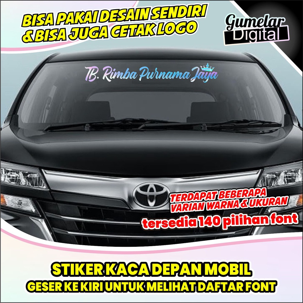 STIKER CUTTING KACA BELAKANG DEPAN MOBIL NAMA CUSTOM